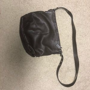 Coach brown leather shoulder bag.